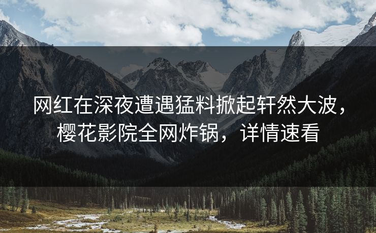 网红在深夜遭遇猛料掀起轩然大波，樱花影院全网炸锅，详情速看