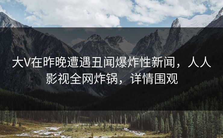 大V在昨晚遭遇丑闻爆炸性新闻，人人影视全网炸锅，详情围观