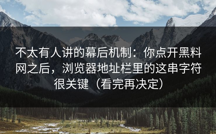不太有人讲的幕后机制:你点开黑料网之后,浏览器地址栏里的这串字符很关键(看完再决定) 不太有人讲的幕后机制:你点开黑料网之后,浏览器地址栏里的这串字符很关键(看完再决定)
