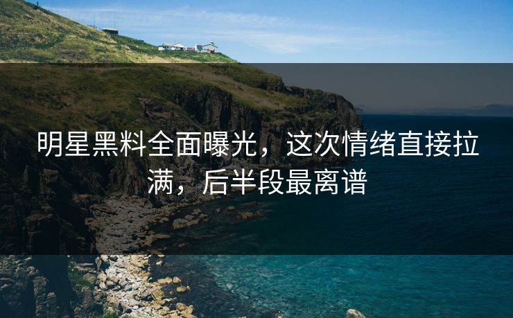 明星黑料全面曝光，这次情绪直接拉满，后半段最离谱